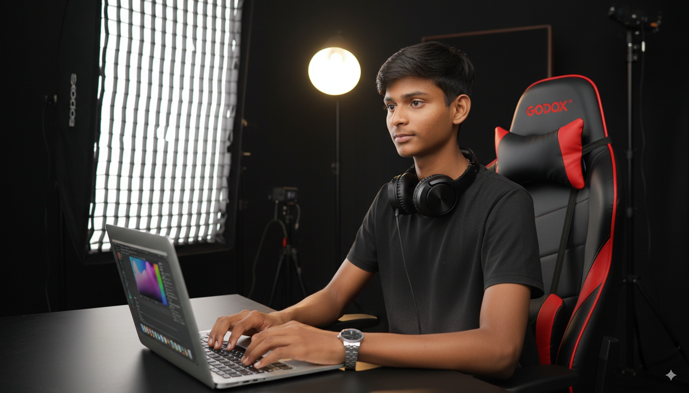 Navjeet sitting on gaming chair ai potrait